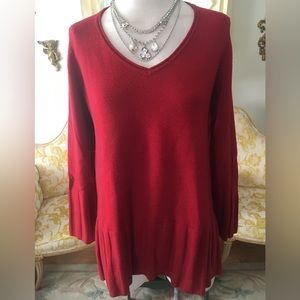 Eileen Fisher almost new red merino wool sweater size S